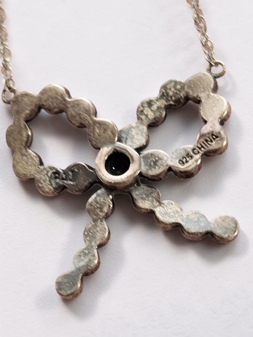 Judith Jack Sterling Silver 925 Marcasite Bow Necklace Vintage-Inspired EUC - Picture 7 of 7